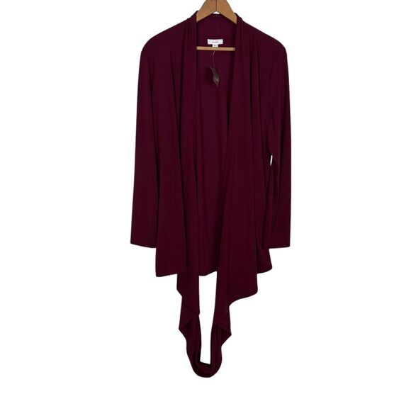 Pure J. Jill Drape Wrap Scarf Convertible Cardigan Long Sleeve Red Women's Large - Picture 2 of 5